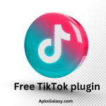 Transparent pink TikTok Plugin logo with text "Free TikTok Plugin"
